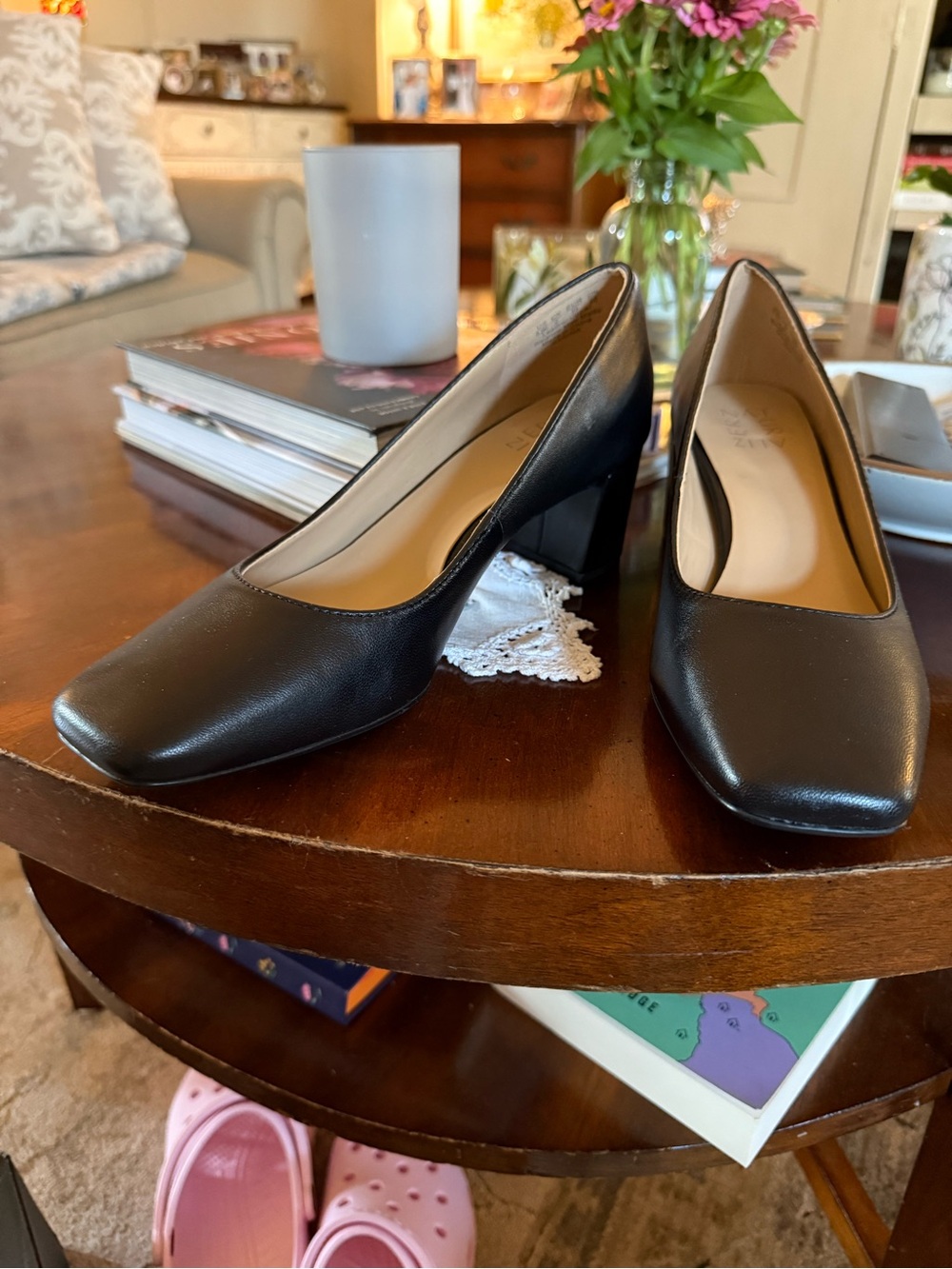 Naturalizer Black Low Block Heel Pumps